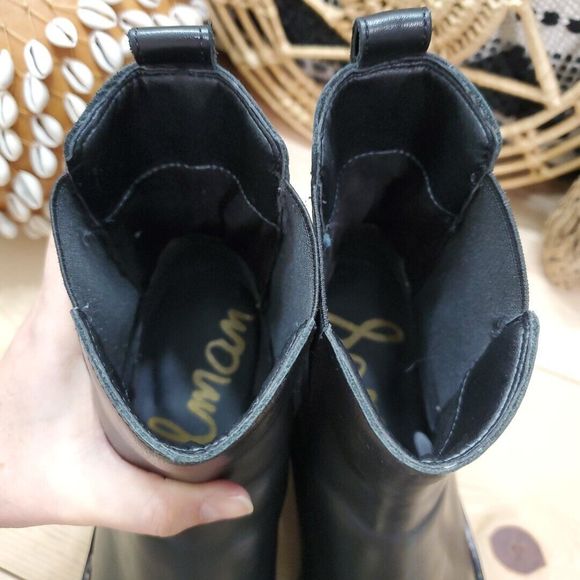 Sam Edelman Anderson Chelsea Calf Boot Chunky Platform Black Leather Womens 11M - Picture 10 of 13